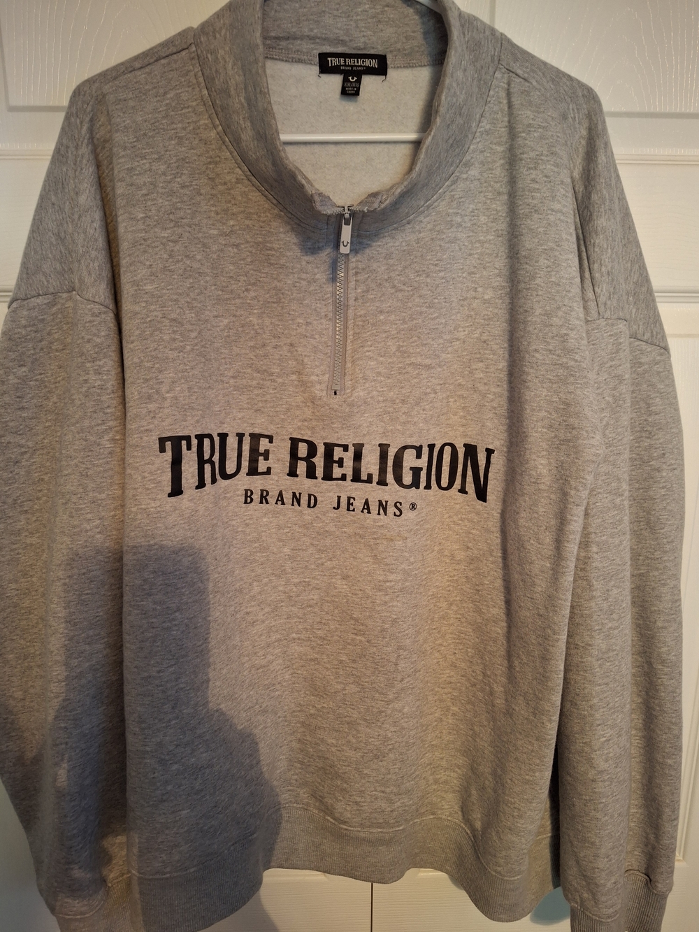 True Religion Light Gray Quarter-Zip Pullover Sweatshirt
